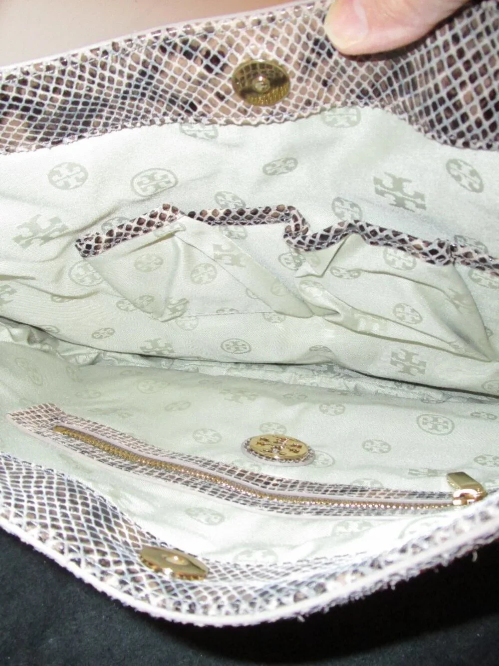 Tory Burch Catalina Python-Embossed Hobo - Picture 7 of 9